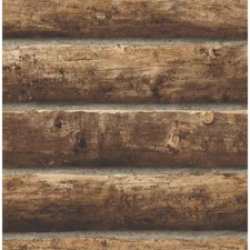 Log Cabin Brown Vinyl Peel & Stick Wallpaper Roll (Covers 30.75 Sq. Ft.)