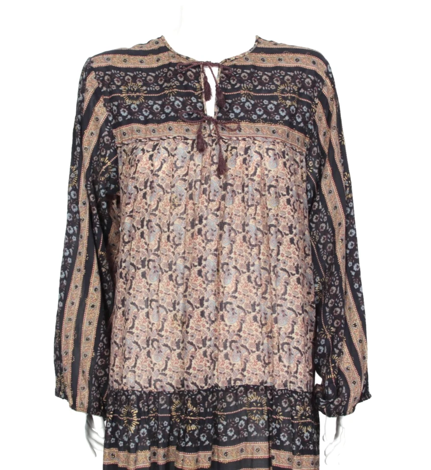 De Colección Caftán Años 70 Estilo Indio Algodón Estampado Floral Manga Larga Midi Kaiser talla L/388 Foto 2 de 4