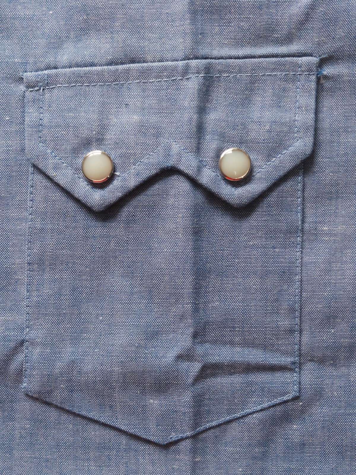 MINT Vtg 70s DEE CEE Chambray Sawtooth Western Shirt Pearl Snap