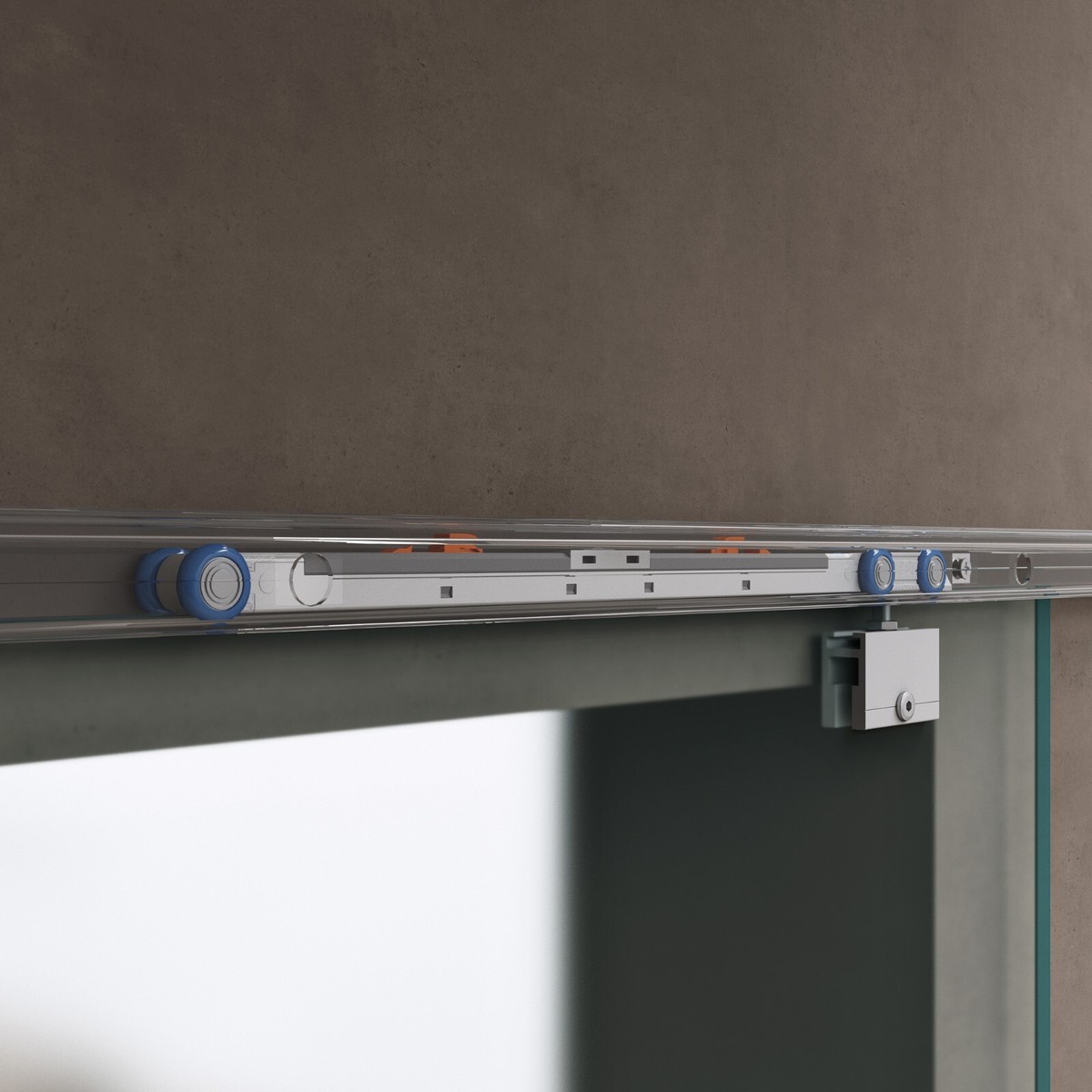Schiene Für Glasschiebetür Komplettes Set In Höhe 2050/2150mm, 8mm ESG Milchglas Nano Glas Tür