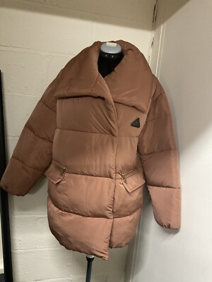 River Island Oversized Quilted Shawl Collar Padded Jacket Coat Size M