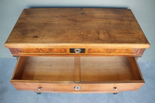 Antique Empire oak chest of drawers bronze handles Georgian columns circa 1810 - Picture 7 of 12