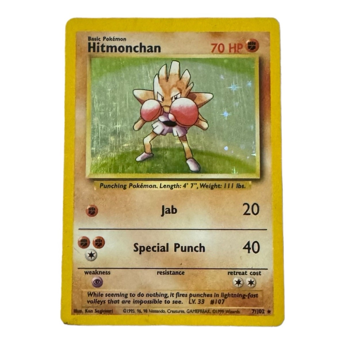 Nockchan (German Hitmonchan) 7/102 - Base Set - Holo Rare Pokemon