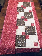 Christmas Quilt - Snowflake, Santa Claus Lap Quilt 45 x 63 - Handmade