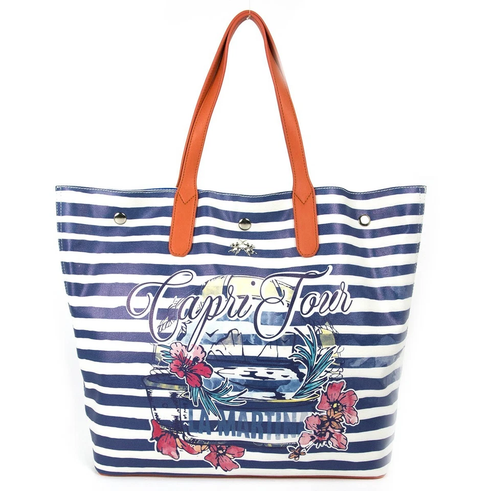 La Martina Einkaufstasche "Capri" La Martina "Mediterraneum" Blu/Multicolor