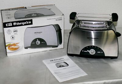 Orbegozo TO3050 Retro Toaster Doppelschlitz 800W 7 Stufen Brotaufsatz Edelstahl