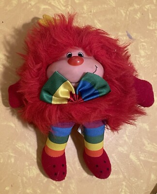 Vintage Rainbow Brite Red Sprite Twink Romeo 7  Plush Toy Doll 1983 with Bow