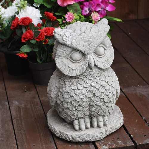 Medium Owl Stone Cast Garden Ornament - Fantastic Character and Detail By DGS - Picture 5 of 6
