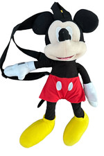 Disney Mickey Mouse Plush Backpack Zipper Back Pouch 17 in w/Tags