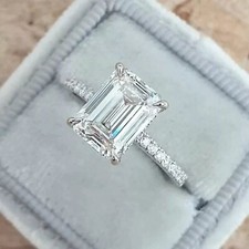 950 Platinum 2.40TCW Emerald Lab Grown/CVD Diamond Hidden Halo Engagement Ring