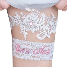 Bridal Garter Set Lace Crystal Wedding Garter Set Flower Garters Belt for Bri...