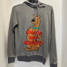 Scooby Doo Logo Snack Nap Repeat Size XS Hoodie Embroidered Grey Novelty