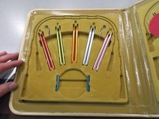 Vintage knitting needles in case Needles are interchangeable sizes listed below