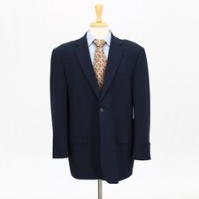 Joseph  Feiss 46R Navy Sport Coat Blazer Jacket Solid 2B Wool