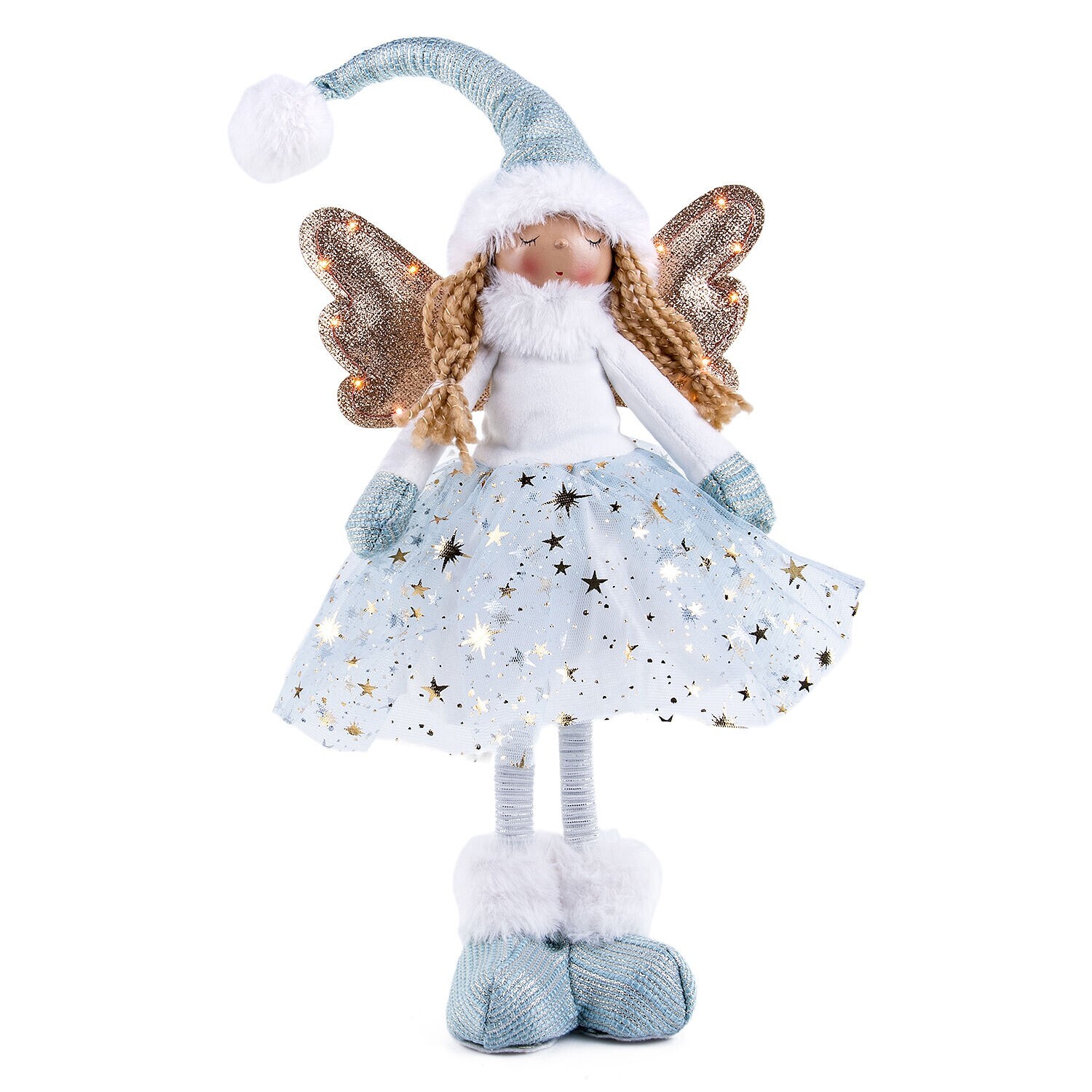 20" LED Snow Angel Handmade Christmas Doll Holiday Decorative Doll, Blue