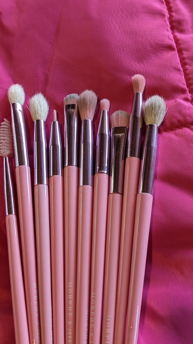 Morphe X Jeffree Star (10) Piece Eye Brush Set, Pink Ulta Bag