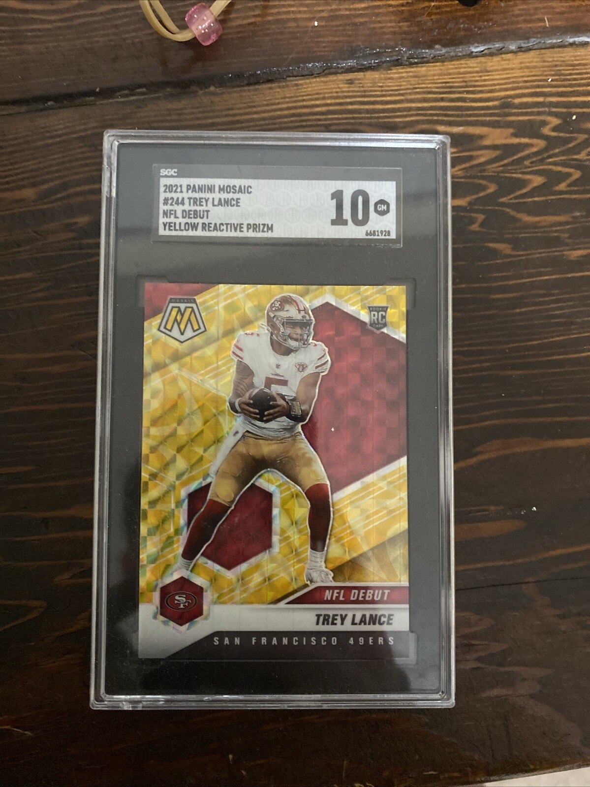 2021 Panini Mosaic - NFL Debut Mosaic Reactive Yellow Prizm #244 Trey Lance (RC)