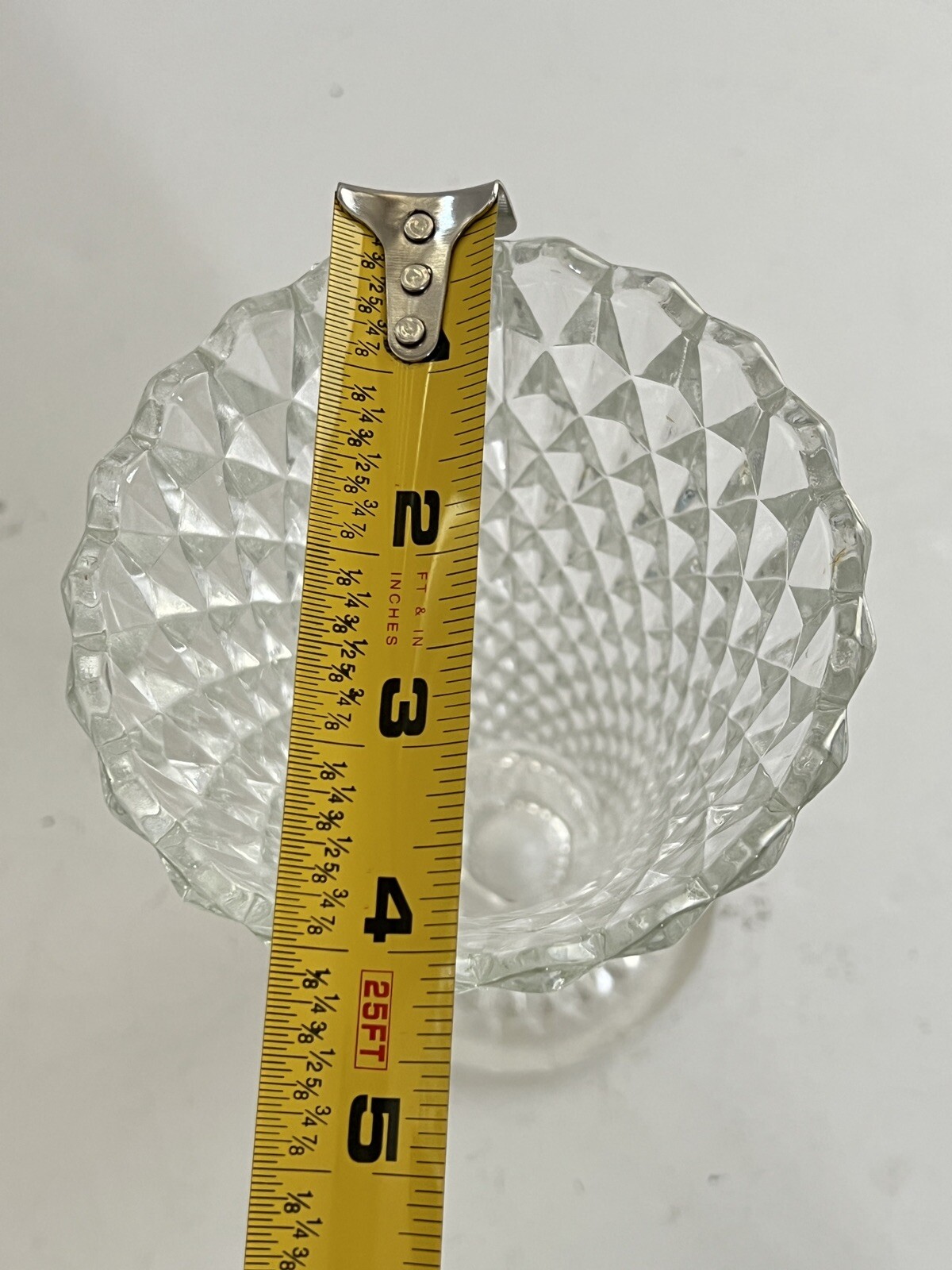 Vintage Indiana Stunning Clear Glass Diamond Point 8” Tall Floral