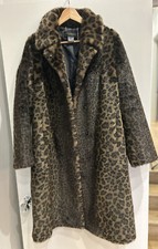 Vintage Donna Karen Faux Fur Coat | Brown Leopard Print | Black Label | Size M