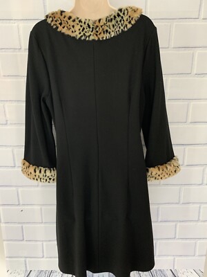 Julie Brown NYC XL Black Cheetah Fur Trim Maggie Dress New | eBay Julie Brown NYC XL Black Cheetah Fur Trim Maggie Dress New | eBay