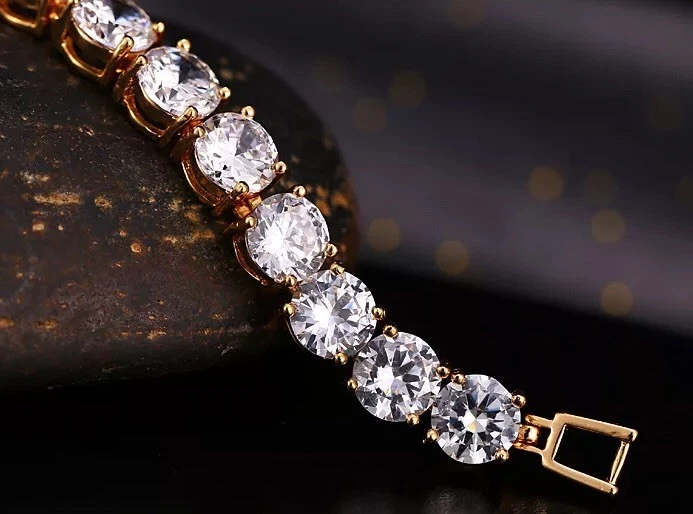 Теннисный браслет с позолотой 18 карат с кристаллами Swarovski подарок на Рождество - Изображение 4 из 4