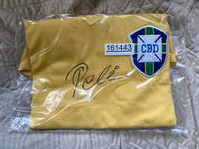 Pele Signed  Athleta CBD Brazil Jersey  BAS  1962  World Cup Yellow Long Sleeves