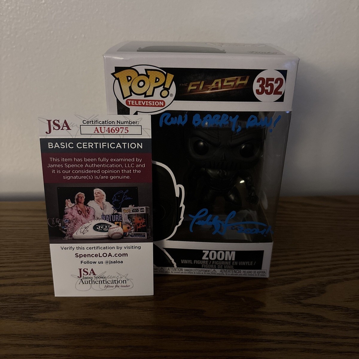 Teddy Sears SIGNED Zoom The Flash Funko Pop W/Quote (JSA COA) | eBay