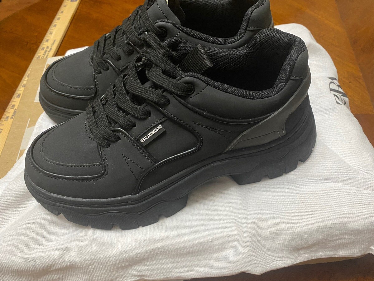 NWT ZARA GIRLS “WEDNESDAY” BLACK SNEAKERS US 5 | eBay