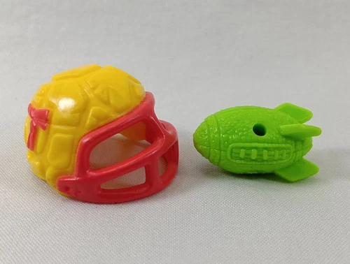 Vintage TMNT TOUCHDOWN TOSSING LEO Helmet & Football Accessory Lot 1991