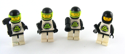 Lego Space Blacktron 2 Mini Figure Lot x 4 Vintage Black White Green