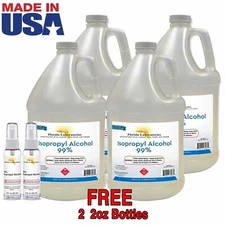 ISOPROPYL ALCOHOL 99% High Purity - 4 Gallons + 2 FREE 2oz Bottles Free Shipping