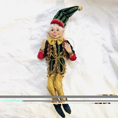 Christmas Pixie Elf Jester 20  Posable Jester Velvet Robert Stanley Mark Roberts