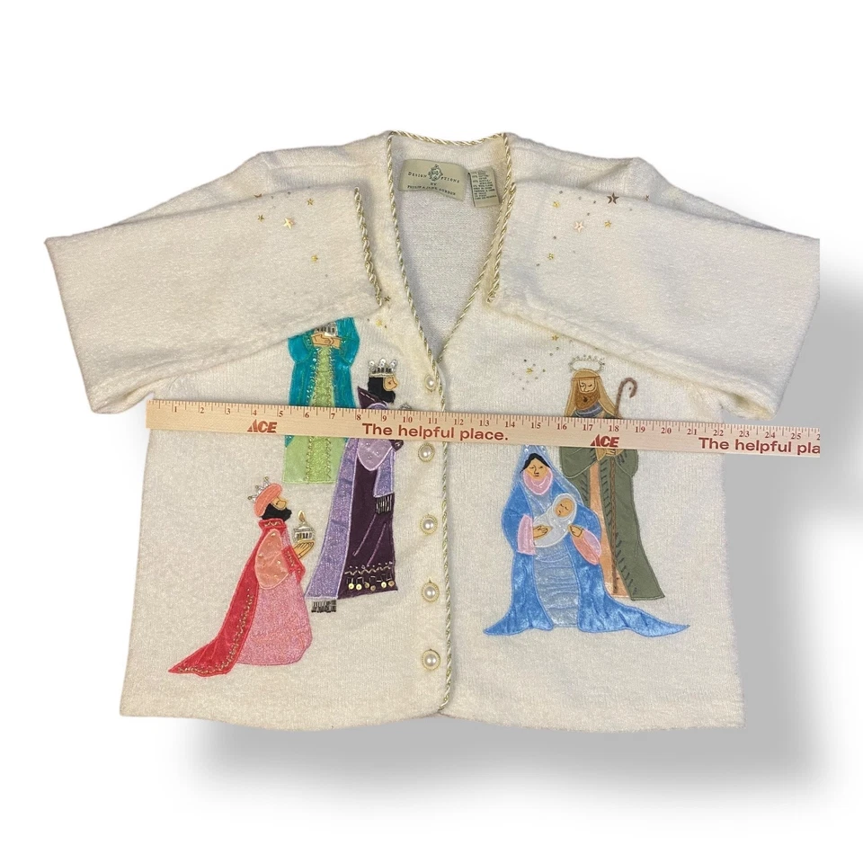 Cárdigan Suéter Design Options by Philip and Jane Gordon Blanco Belén Talla XL Foto 3 de 4