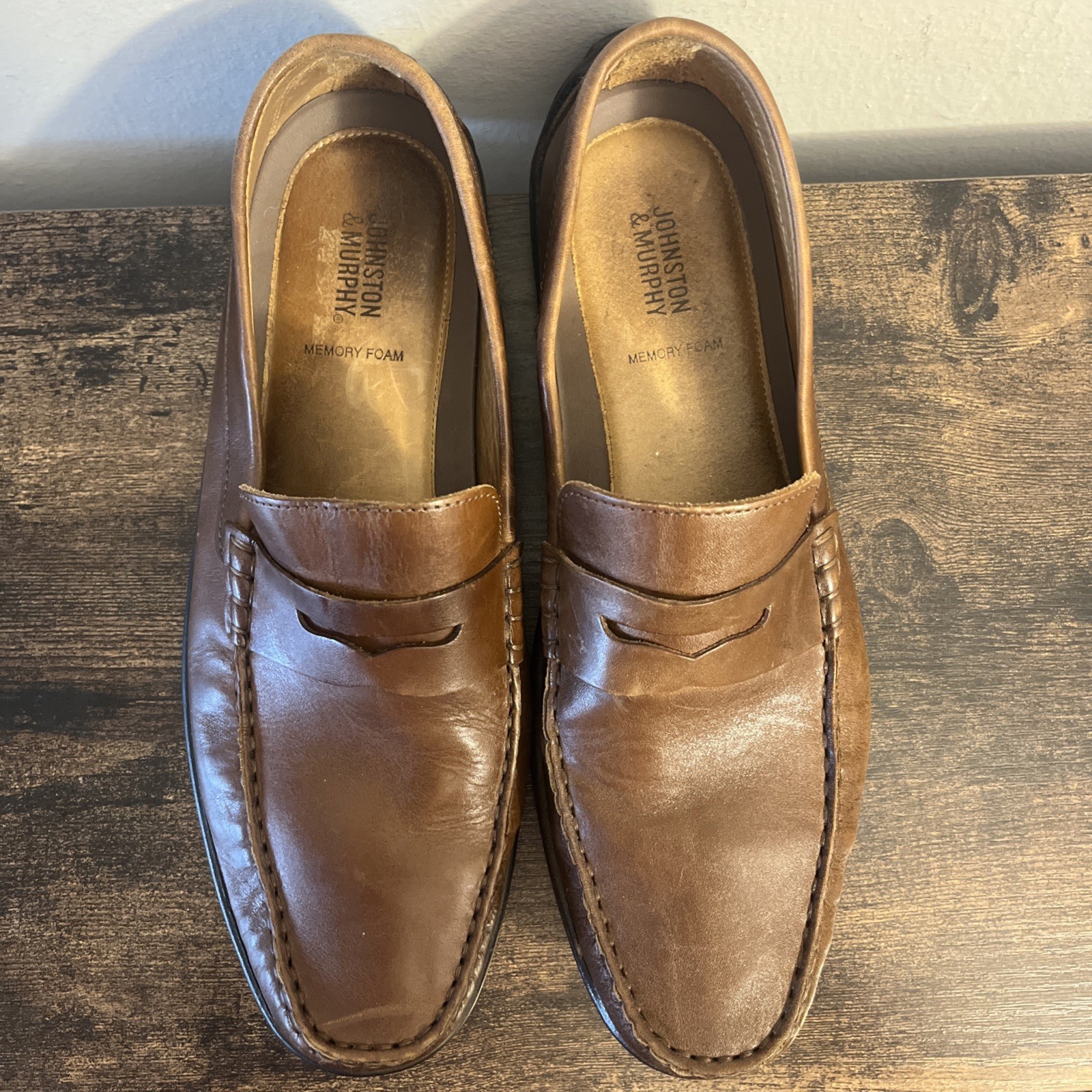 Johnston & Murphy Shoes Men Size 10 M Nichols Penny Loafer Tan Leather Slip On