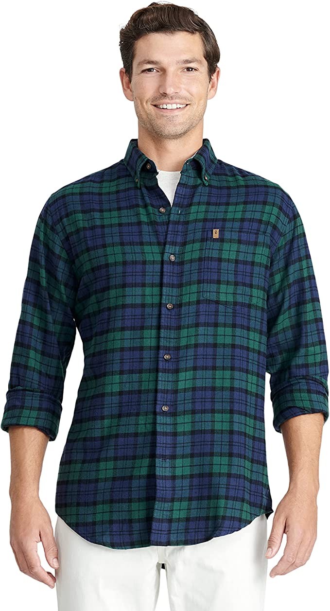 IZOD Men's Fit Advantage Performance Flannel Long Sleeve Str