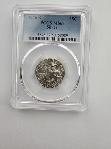 SILVER 1976 S MS67 WASHINGTON QUARTER GRADED PCGS 25C S MINT 40% AG COIN