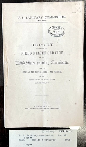 CIVIL WAR SANITARY COMMISSION BOOK FIELD RELIEF SERVICE ARMY POTOMAC GA TN 1865