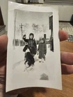 Vintage Photo Snapshot 1949 2 Boys With Dog Playing In The Snow (F9)