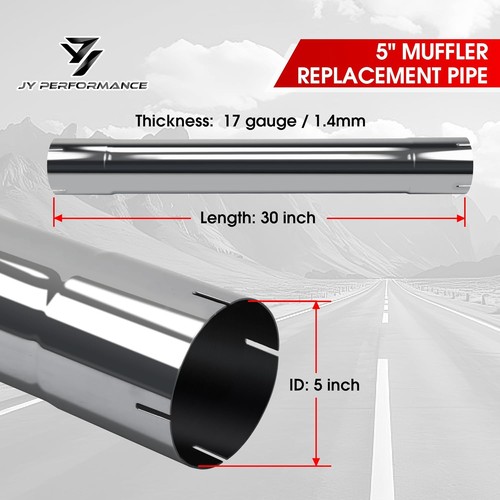 JY PERFORMANCE 5 Inch Stainless Steel Straight Exhaust Pipe 30" Length 5 - Picture 2 of 7