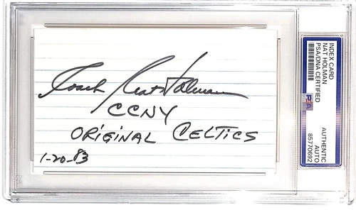 Nat Holman autographed 3x5 Index Card Boston Celtics  Psa/DNA 106437
