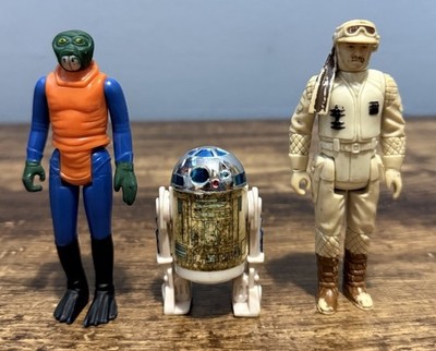 Vintage Star Wars 1977 R2-D2, 1978 Ponda Baba & 1980 Hoth Rebel Actionfiguren
