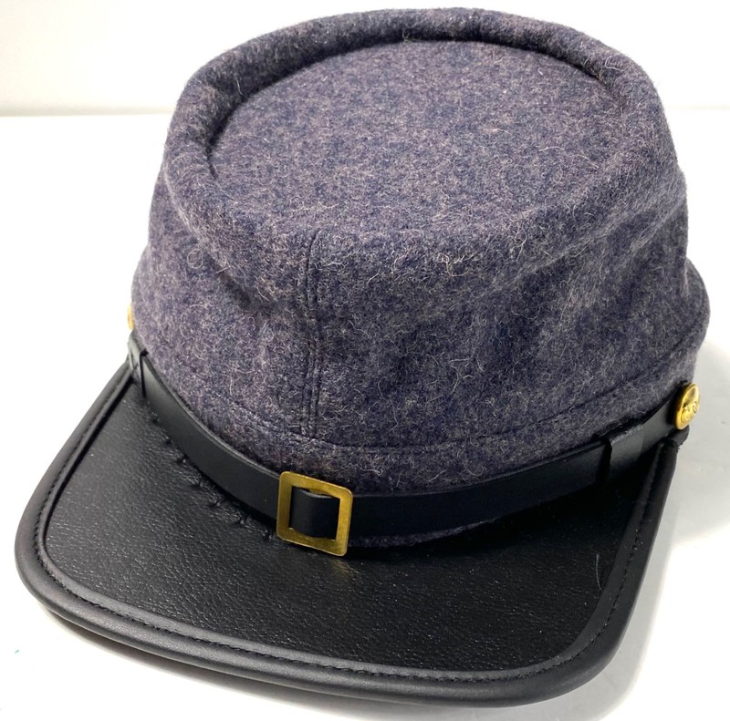 CIVIL WAR CSA CONFEDERATE INFANTRY CADET GRAY WOOL KEPI FORAGE CAP HAT-LARGE