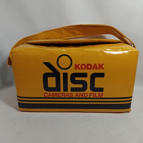 1980er Kodak Disc Kamera & Film Tragetasche gelb isolierte Kühlbox mit Tragehan - Bild 4 von 8