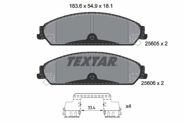 Textar Bremsbelagsatz, Scheibenbremse 2560501 FüR Chrysler Dodge Lancia-image