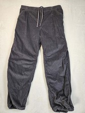 NEW Hollister Pants Womens Large Gray Parachute Baggy Adjustable Rise Corduroy