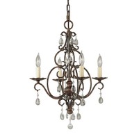 Kronleuchter Kristall LüSter Ø 42,2 Cm Breit 4X E1 In Bronze Antik HäNgelampe