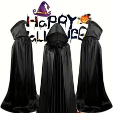 Cloak with Hood Halloween Wizard Hooded Cape Full Length Robe Role Play Costume