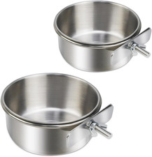 2 Pack Stainless Steel Bird Bowls for Cage Parrot Food Water Bowl Bird Feedin...