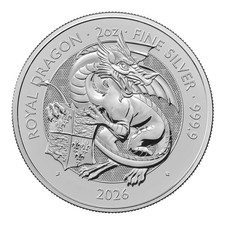UK 5 Pfd 2026 Tudor Beasts Queen&rsquo;s Dragon  2  OZ Silber 999.9