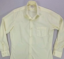 Vintage 70s Montgomery Ward Leisure Button Up Shirt Size 15-32/33 Butter Yellow